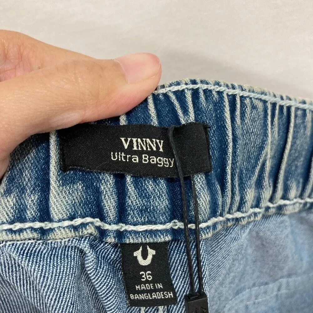 New True‎ Religion Jeans size 36 x 32 Vinny Ultra Baggy Carpenter Double Knee